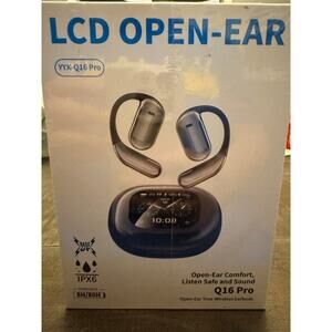 YYK-Q16 Pro LCD Open-Ear Comfort True Wireless Earbuds, Gray 80H Playback-IPX6